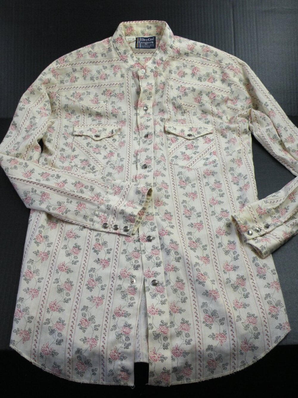 Vintage Dee Cee Rangers Floral Western Snap Shirt Mens L